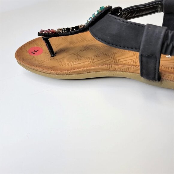BEADED Sandals Size 7 Elastic Strap Toe Post Cushioned Stylish Sandals NEW - Picture 4 of 12